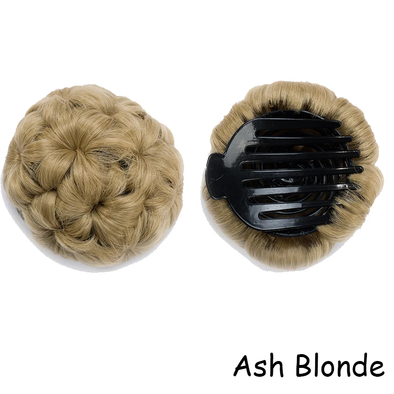 S-noilite 65 г кудрявый шиньон Клип В накладные волосы пончик-шиньон волос булочка для женщин синтетическое высокотемпературное волокно - Цвет: 24-1087
