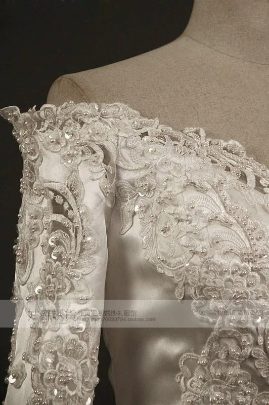 Новое модное роскошное вечернее платье vestido с королевским шлейфом и бусинами, Свадебное бальное платье с длинным рукавом, кружевное платье для матери невесты