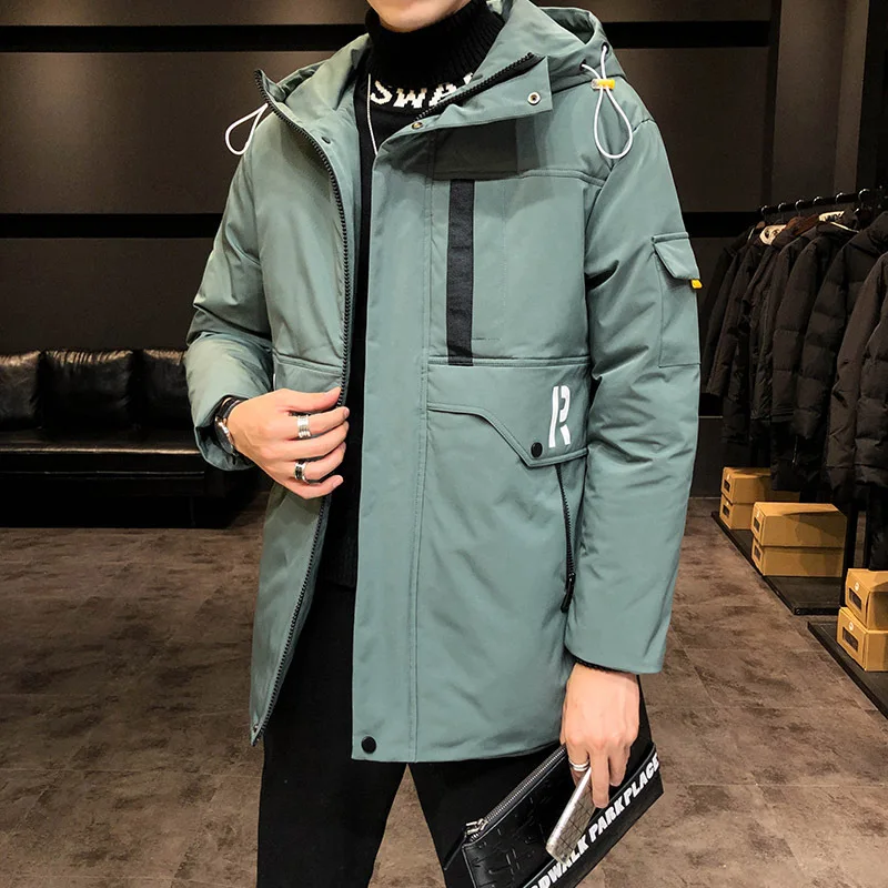 2 People Group Winter New Style MEN'S Cotton-quilted Coat Trendy Letters Slim Fit Trend Handsome Hong Kong Style Warm Cotton-pad