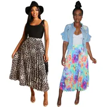 Контраст Цвет Леопард/градиент печати модные женские юбки уличные хипстеры наряды Высокая талия повседневные женские юбки TE3826