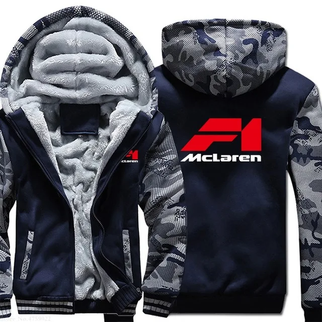 New Winter Fleece Hoodies men Zipper for Mclaren sweatshirt Casual coat male Thicken jackets Tops f - Цвет: 4