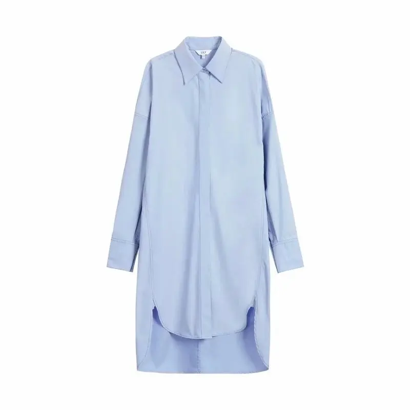 

2020 Spring New Style Loose Silhouette Sense Non-symmetrical Shirt Dress Women's 120100c7257