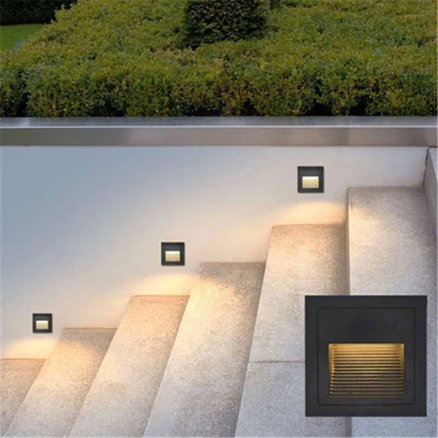 luz de la pared sensor de movimiento interior al aire libre footlight  empotrado esquina lámpara de pared exterior jardín luz escalera led paso  luces