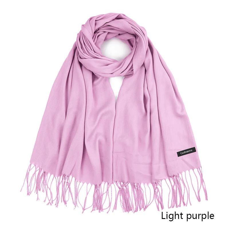 Light Purple Зимний шарф для женщин, теплый модный женский шарф, тонкие мягкие шали, одеяло, кашемировый платок на голову, Дамская Пашмина бандана - Цвет: Light Purple