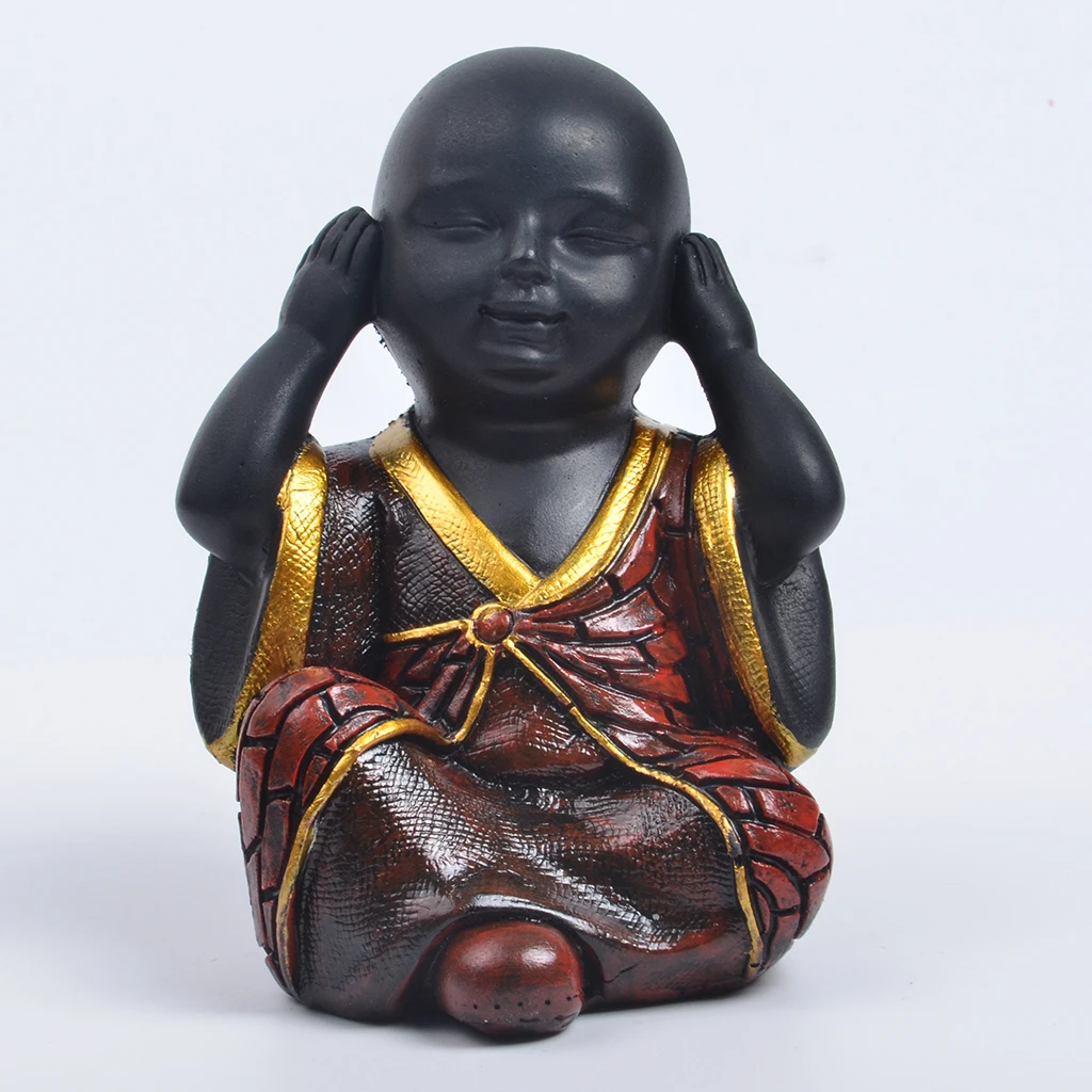 Happy Buddha Monk Statue Set Do not Say Look and Listen Collectible Figurines Resin Carved Ornament