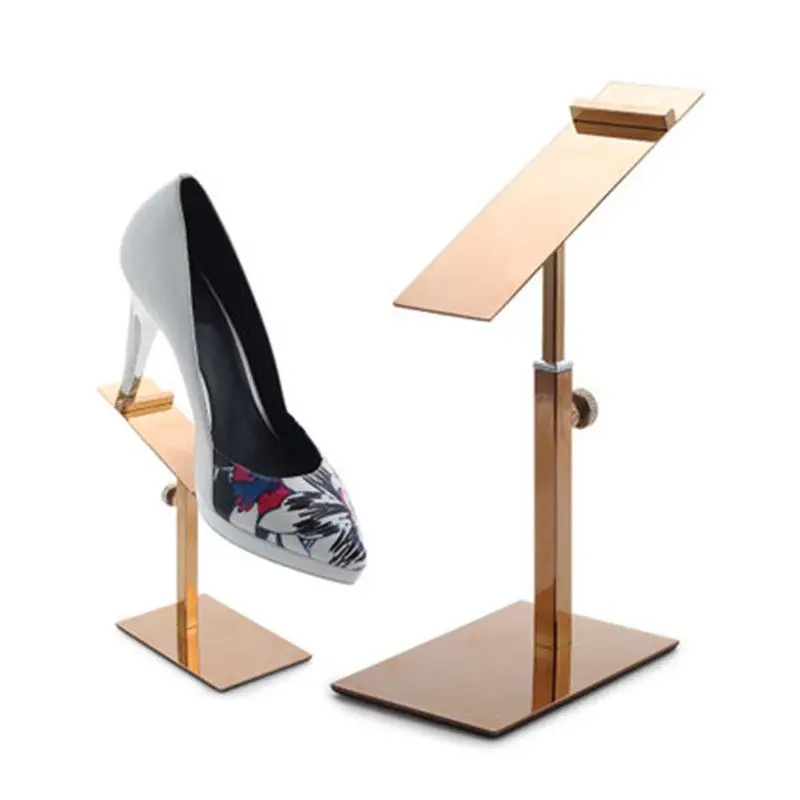 1pcs Shoes display rack shoes shelf clothing shoes bracket shoe care mall Nakajima window stainless steel display props - Цвет: mirror rose gold