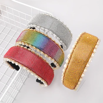 

Pauli Manfi Creative Full Color Rhinestone Headband Punk Rock Exaggerated Headband Wedding Party Bridal Headwear