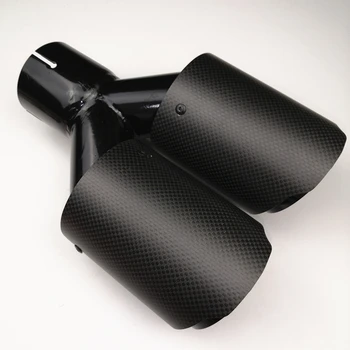 

2 Pieces Double Matte Carbon Fiber + Black Stainless Steel For IN 48MM OUT 76MM Exhaust End Pipes
