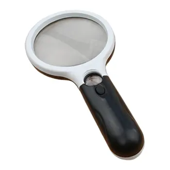 

6902Ab Double Lens With 3 Led Lights Racket Handheld High Reading Plastic With Light Magnifying Glass