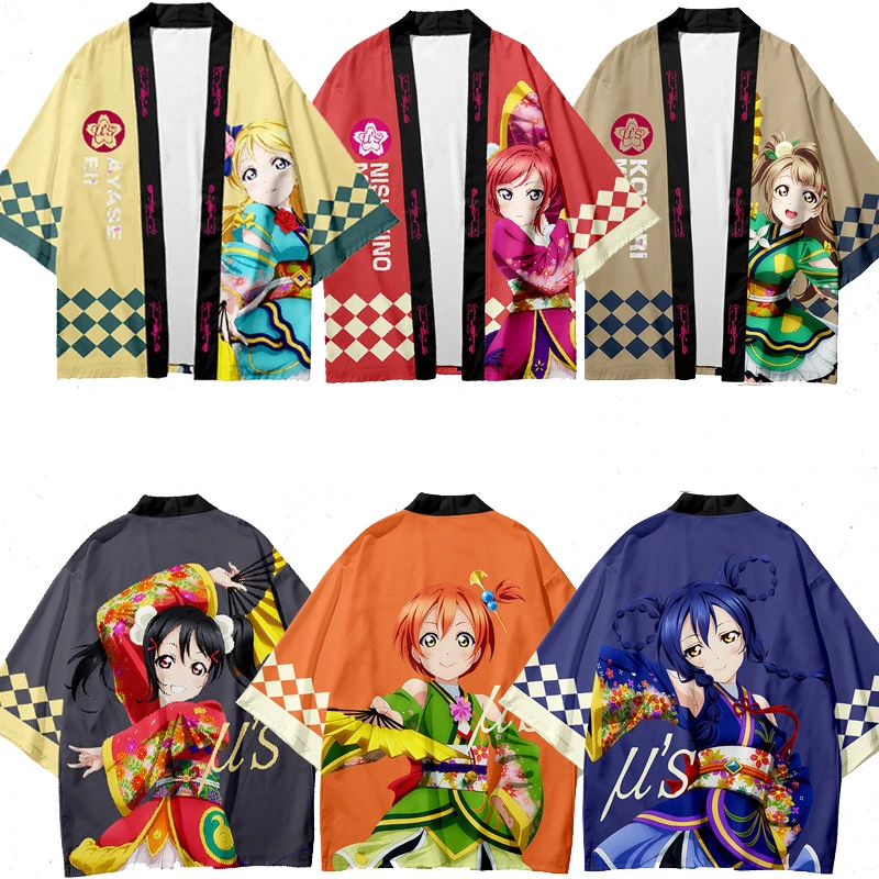 Japanese Kimono Shirt Anime Cosplay Yukata Haori Streetwear Loose Cardigan Coat  Robe Gown Jackets Love Live Minami Koto Costumes - Cosplay Costumes -  AliExpress
