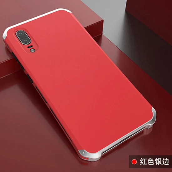 Red Silver Side Анти-осенняя металлическая рамка P20 Пластиковая Задняя крышка для huawei P20 алюминиевый сплав p20 для huawei P20 Мобильный бампер чехол+ подарок - Цвет: Red Silver Side