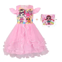 Коллекция 2019 года, новое Забавное платье с героями мультфильмов Милая сетчатая юбка принцессы без рукавов для девочек + сумка, 2 комплекта
