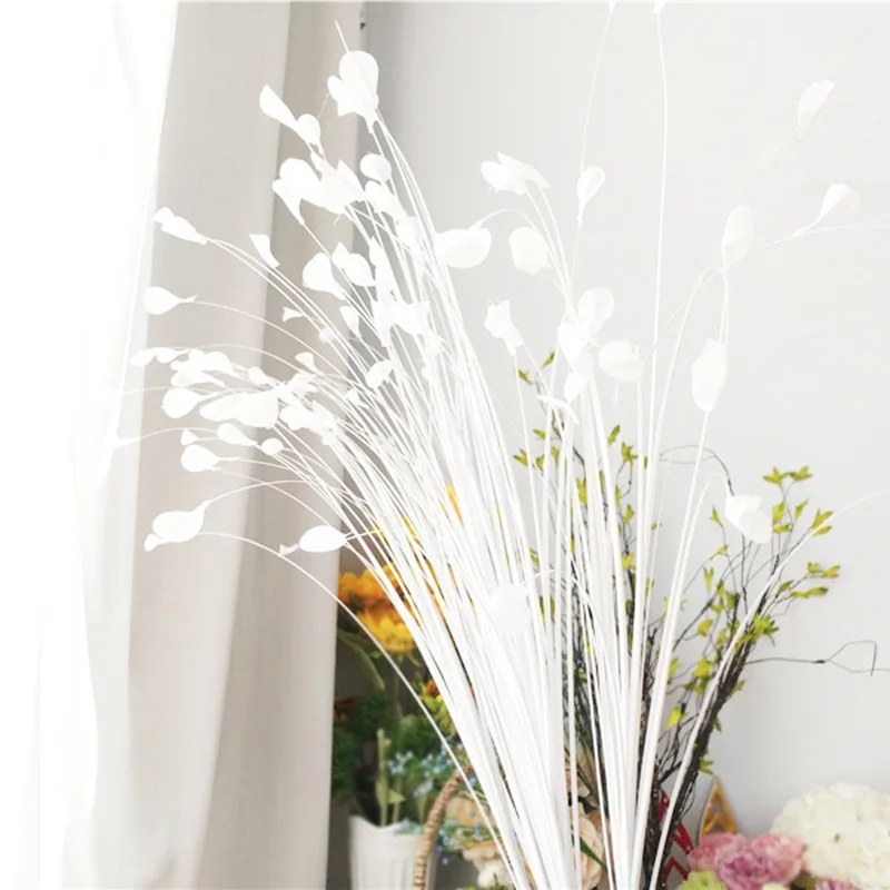 Белый Имитация искусственного цветка Павлин трава букет Свадебная вечеринка сцена сад фестиваль украшения реквизит композиция цветочный