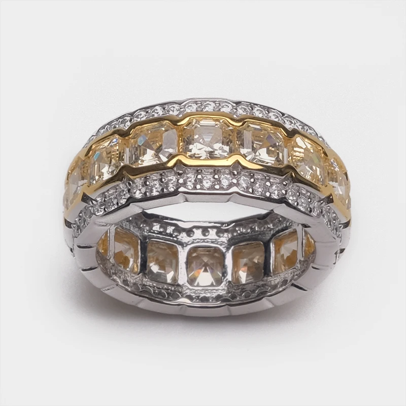 Модное 925 Серебряное кольцо с геометрическим дизайном желтого цвета
