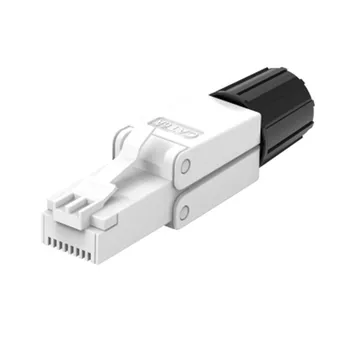 

CAT6A Shielded RJ45 Modular Plug Connector Cat6 8P8C - RJ 45 Connectors Tool Free Repeatable Using For 23-26AWG Network Cable