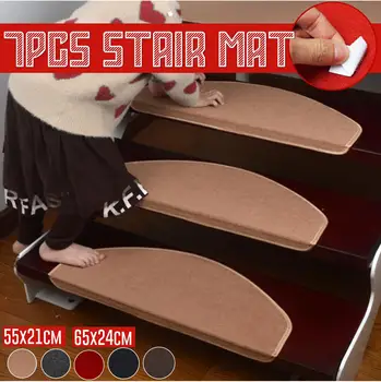 

7pcs/Set 55x21cm/65x24cm Self-adhesive Stair Pads Anti-slip Rugs Carpet Mat Sticky Bottom Repeatedly-use Safety Pad Mat for Home