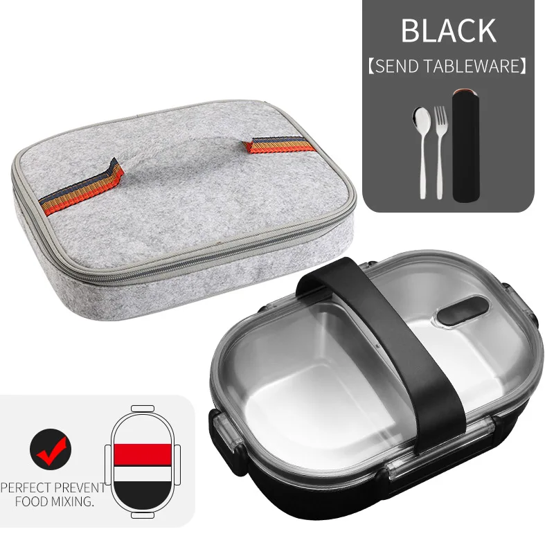 B Black Bag Set WORTHBUY японский Ланч-бокс для детей школы 304 из нержавеющей стали бенто Ланч-бокс герметичный контейнер для еды детская коробка для еды - Цвет: B Black Bag Set