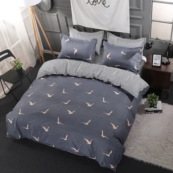 

BEST.WANSD Super soft comforter cover bedding sets king size double Small Swan 2 persoons bedclothes Modern style bed sheet set