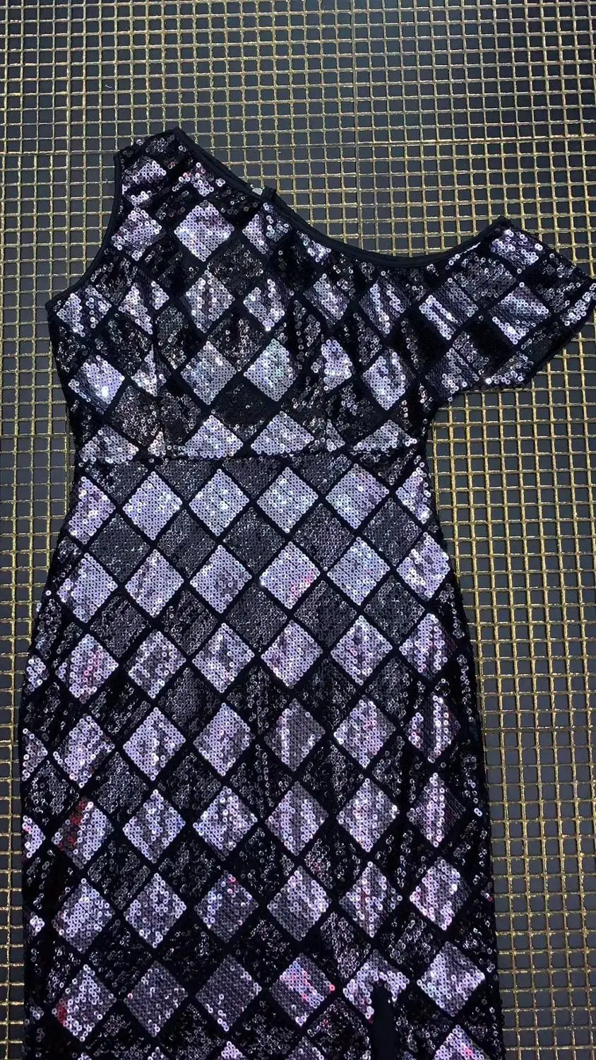Новое женское элегантное платье с одним плечом и блестками Vestido, вечернее облегающее платье знаменитостей, платья