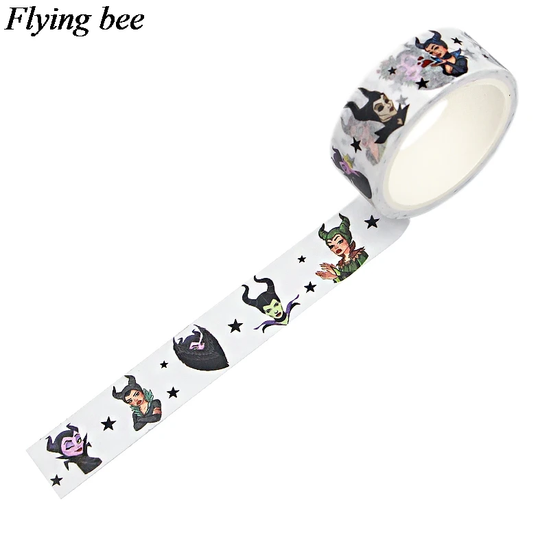 Flyingbee 15 мм X 5 м Бумага васи клейкая лента малефисент злая королева клейкая лента DIY Скрапбукинг наклейка этикетка маскирующая лента X0741
