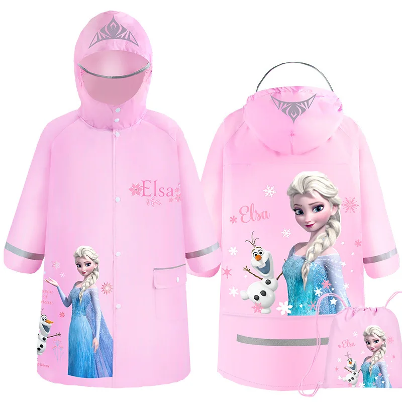 Disney Children Cartoon Raincoat Frozen Elsa Raincoat Schoolbag impermeable Kids Girl Poncho Boy Rainwear Rainsuit men raincoat
