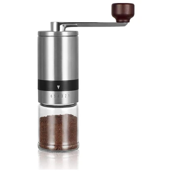 

NEW-Manual Coffee Grinder - Hand Coffee Mill with Ceramic Burrs 6 Adjustable Settings - Portable Hand Crank (Straight)