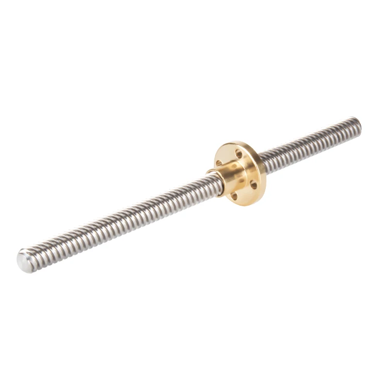 T8 Lead Screw OD 8mm Pitch 2mm Lead 2mm 100mm-500mm Brass Nut 3D Printer