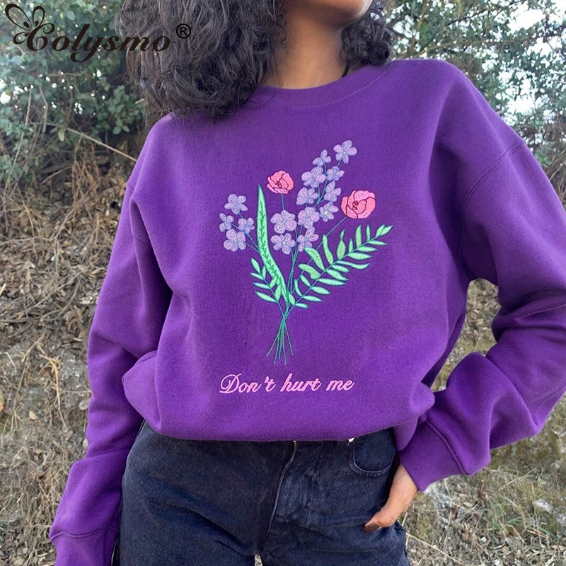 Женская толстовка Colysmo Crewneck фиолетовый пуловер с длинными рукавами и цветочным