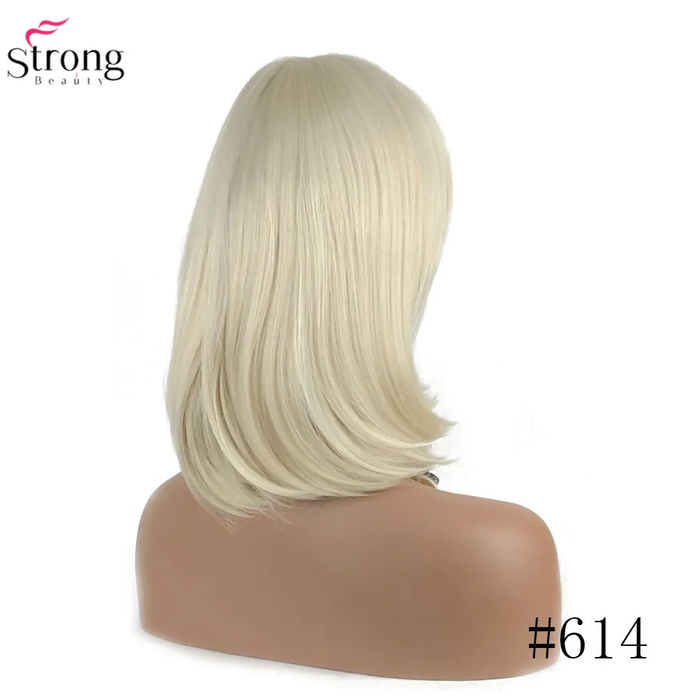 StrongBeauty Женские синтетические парики волосы блонд/Черный Средний прямые волосы аккуратная челка стиль Natura парик монолитный - Цвет: 614