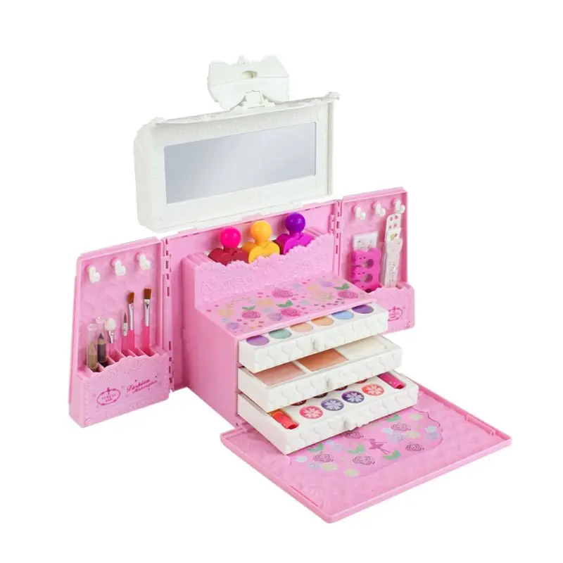

Washable Pretend Play Kids Make Up Gifts Set Non Toxic Makeup Case Box Cosmetic Suit Travel Children Toys