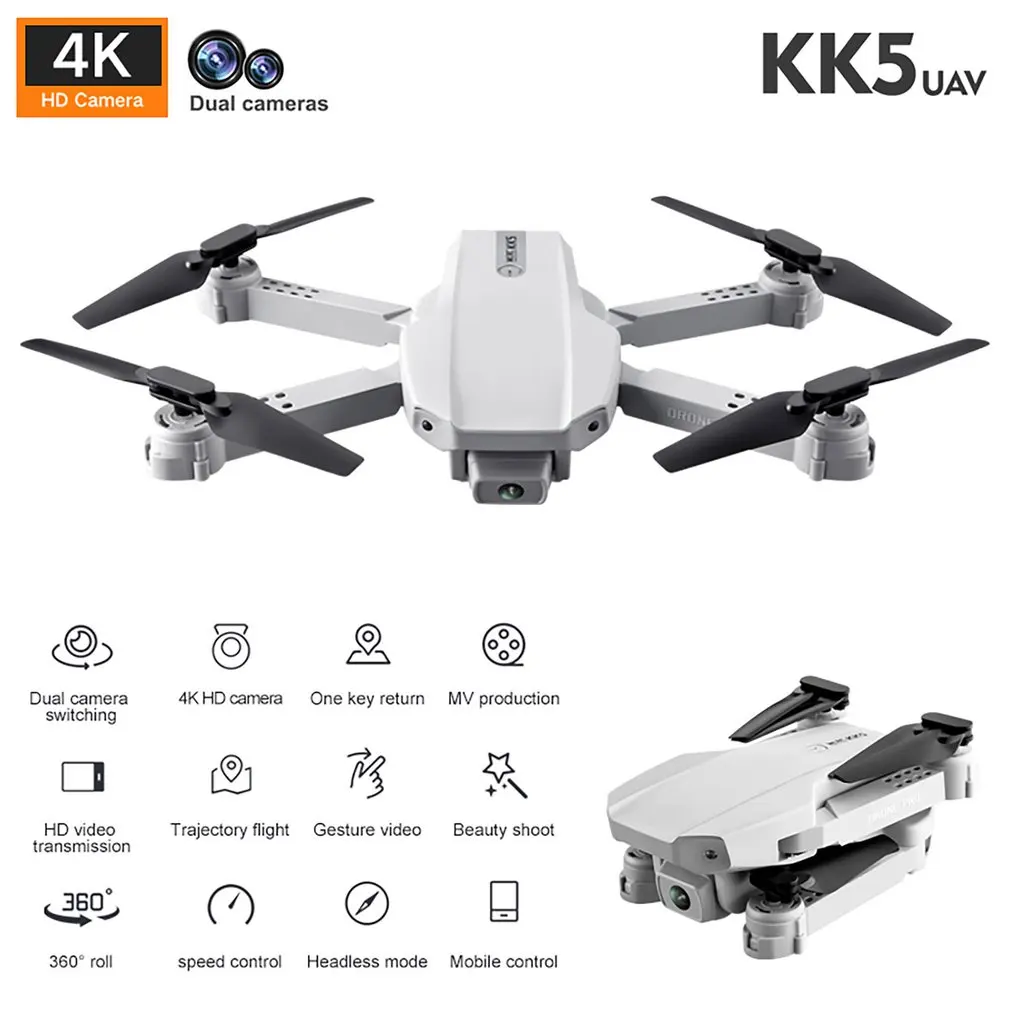 

KK5 WiFi FPV with 4K 1080P without camera HD Dual Camera Altitude Hold Mode Foldable RC Drone Quadcopter RTF VS KK8