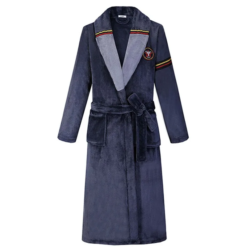 겨울 플란넬 남성 가운 잠옷 플러스 사이즈 잠옷 잠옷 두꺼운 산호 양털 가정 의류 Loungewear 느슨한 목욕 가운 4XL