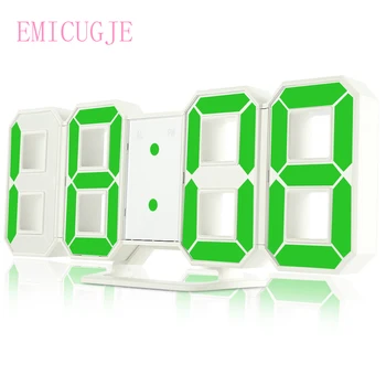 

3D LED Digital Wall Clocks 24 / 12 Hours Display 3 Nightlight Snooze Function for Home Brightness Levels Dimmable
