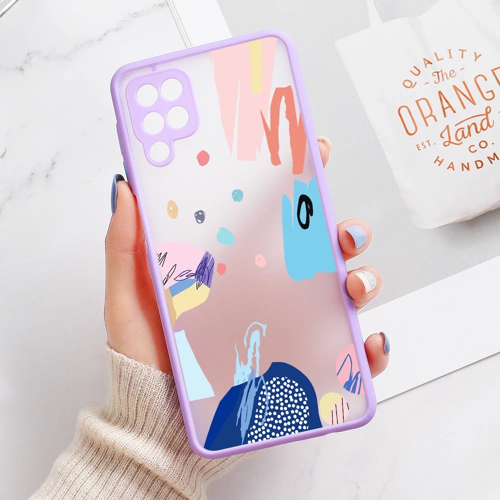 A52 Case For Samsung A32 Cases Luxury Hard Matte Funda Samsung S21 Ultra S20 FE Plus A72 A12 A21S A 32 52 Lens Protection Covers