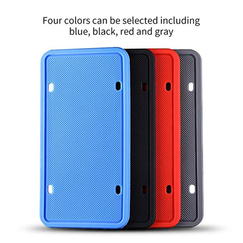 Silicone Universal Car License Plate Frame Scratch-Resistant Rust-Proof Durable Car License Cover Holder Car Exterior Parts