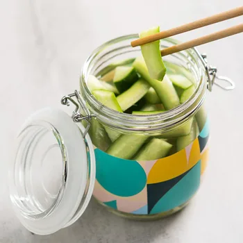 

Kitchen Glass Container Food Storage Tank Kitchen Storage Honey Bottle Printing Container Household Food Jar