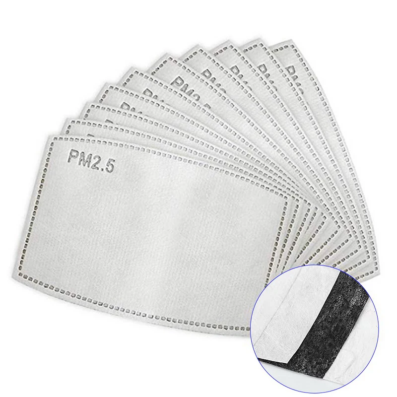 

20Pcs/Set PM 2.5 N95 Anti Haze Mouth Mask Replaceable Filter-slice 5 Layers Non-woven Activated Carbon Filter Goods In Stock