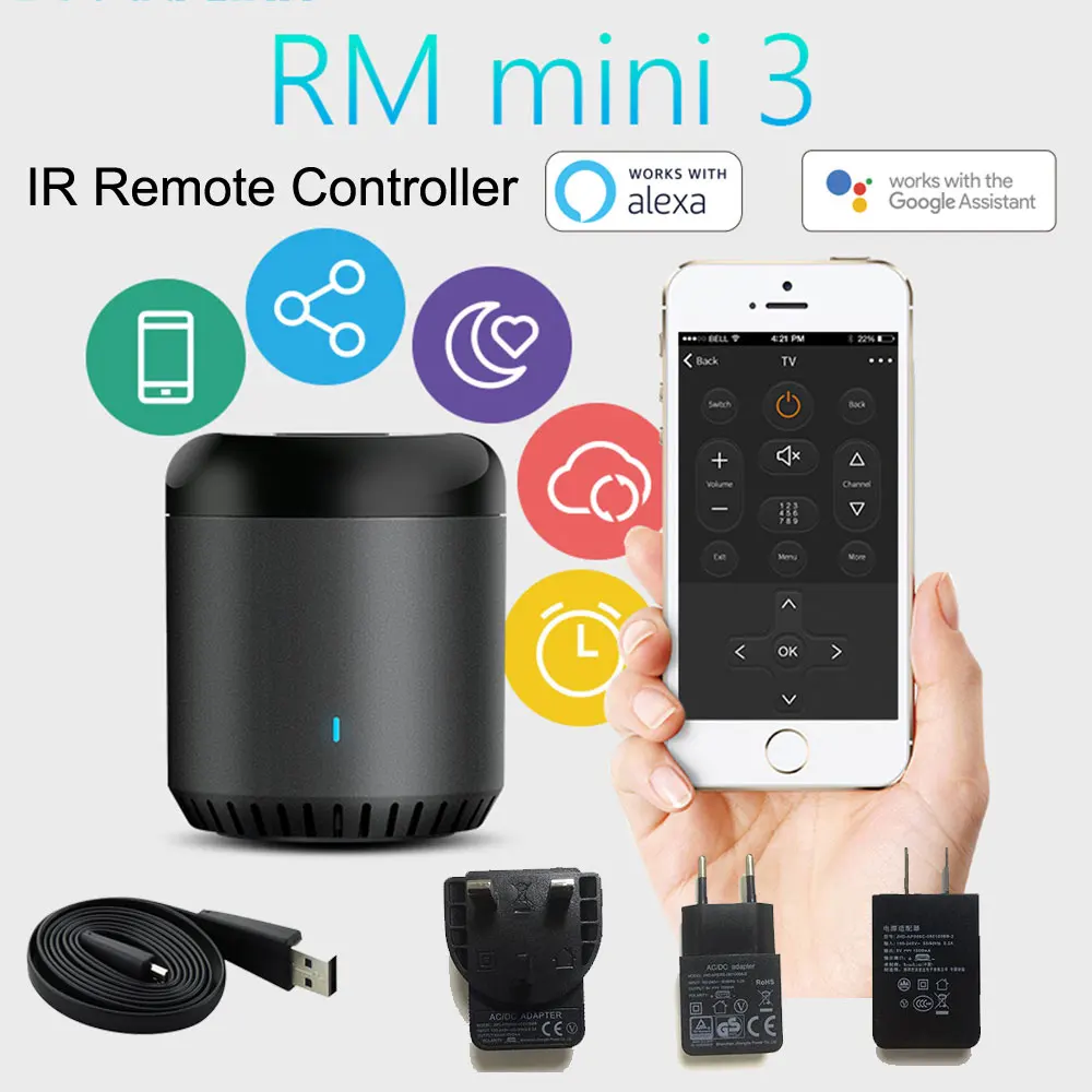 

2019Broadlink RM Mini3 Universal Intelligent WiFi/IR/4G Wireless IR Remote Controller Via IOS Android Smart Home Automation New