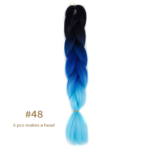 Synthetic jumb Braids Ombre Braiding Hair Extension Box Braid Hair Pink Purple Yellow Golden Colors hair 24inch kanekalons hair B48