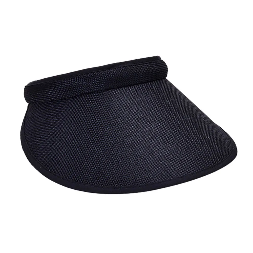BK Unisex Summer Cotton Empty Open Top Baseball Cap UV Protection Wide Brim Running Sports Sun Visor Hat Adjustable Magic Sticker - Цвет: BK