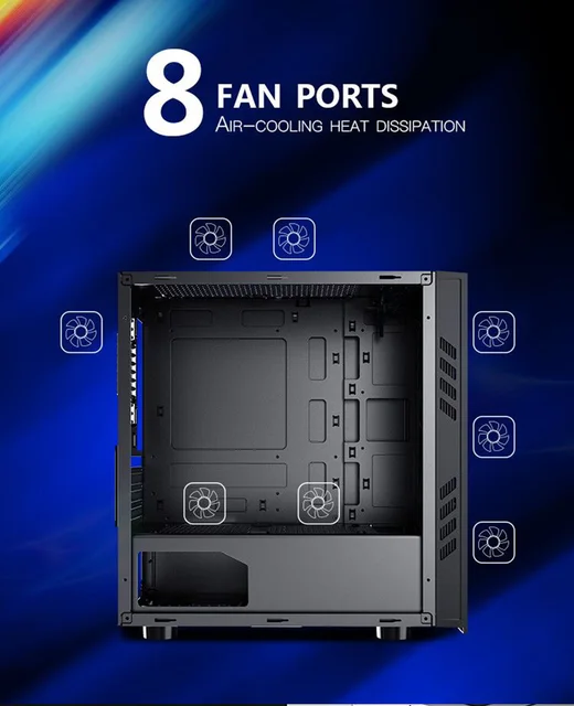 E-ATX Caixa de jogos para PC, caixa de computador resfriada a água  (EATX/placa gráfica vertical/penetração lateral de vidro/estojo de jogos de  escritório) vem com dois ventiladores ARGB