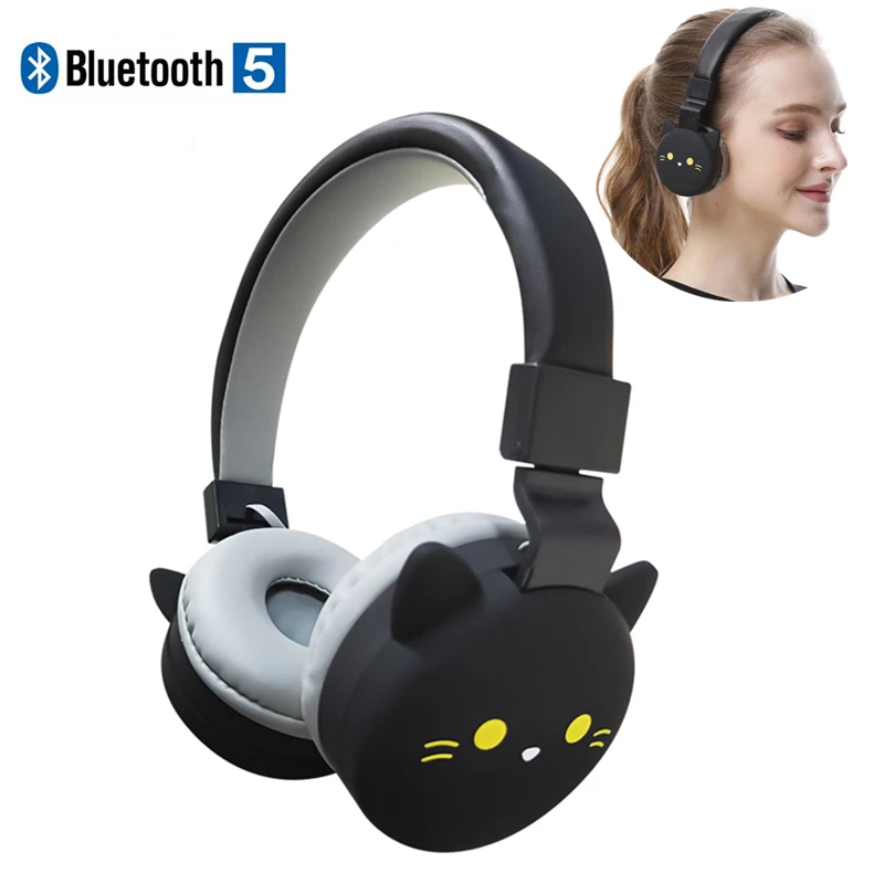Крутая мультяшная Bluetooth гарнитура 3D черная кошка беспроводные наушники с