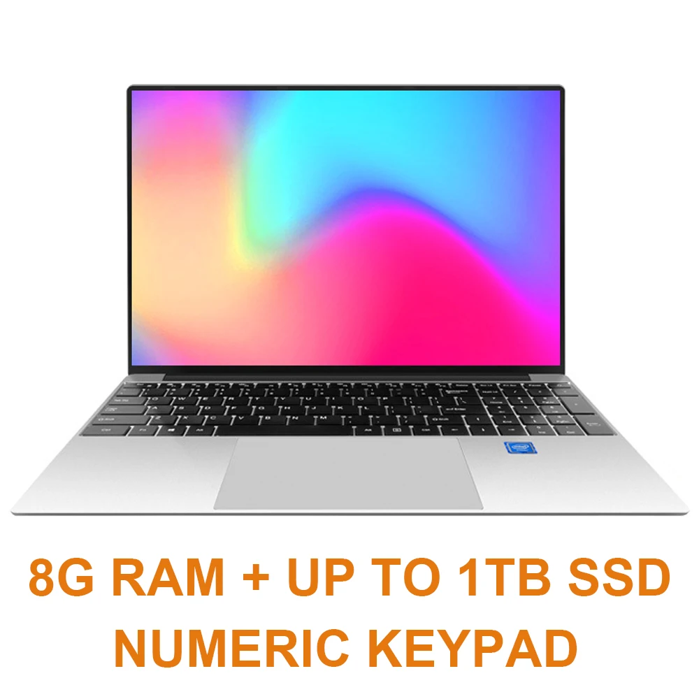 15 6 дюймовый 8 Гб RAM 64/128/256/512/1 ТБ SSD ноутбук с цифровой клавиатурой Intel J3160