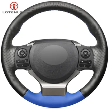 

LQTENLEO Black Blue Artificial Leather Car Steering Wheel Cover For Lexus CT200 IS200t IS250 IS300 IS350 NX200 NX200t NX300 RC20