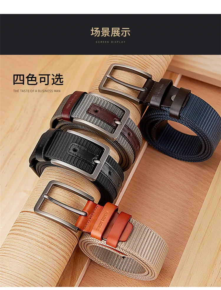 branded belt for men BISN DENIM High Quality Men Belt Luxury Strap Tactical Military Canvas Waistband Genuine Leather Training Belt Pin Buckle Belt men's belts