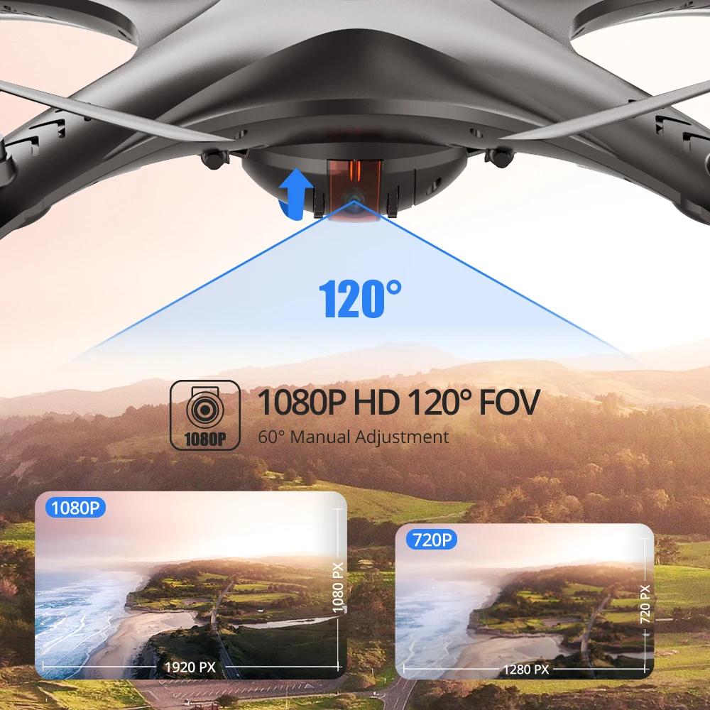  DEERC DE24 5G GPS RC Drone with Camera 1080p FHD 300M WIFi FPV 120° Wide Angle Tapfly GPS Follow Me