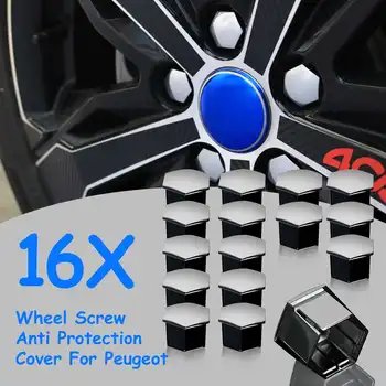 

Audew 16PCS Chrome Aluminum Alloy Wheel Hub Screw Cap Cover Protection Caps For Peugeot 207 307 308 2008 408 508 407 4008