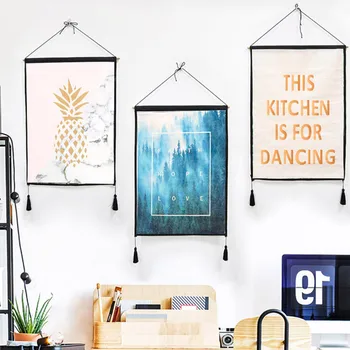 

Wall Painting Plant Flower Alphabet Hanging Painting Home Decoration Painting 61*45cm Cotton and Linen Classroom Simple Spray