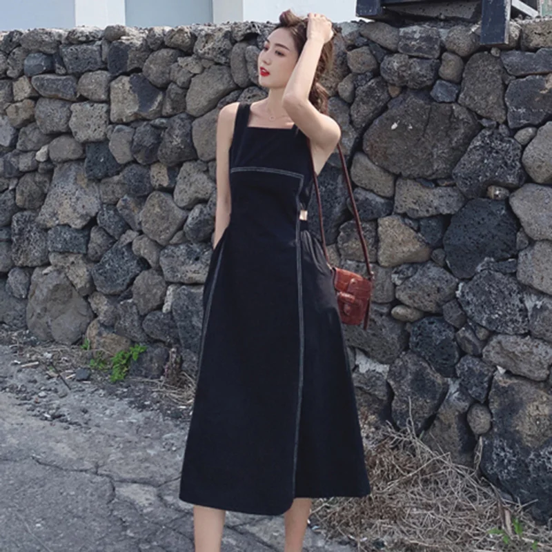 

Women Summer Casual Long Dress New Fashion Sleeveless Backless Hollow Out Elegant A-line Ladies Holiday Beach Dresses S034