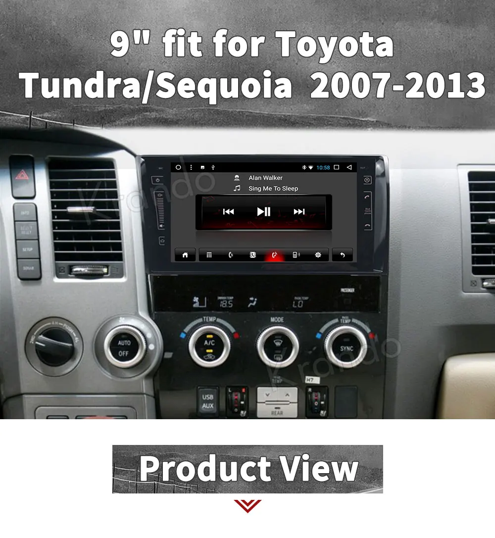 Clearance Krando Android 8.1 9" IPS Touch screen car Multimedi player for Toyota Tundra/Sequoia 2007-2013 audio player gps navigation 1